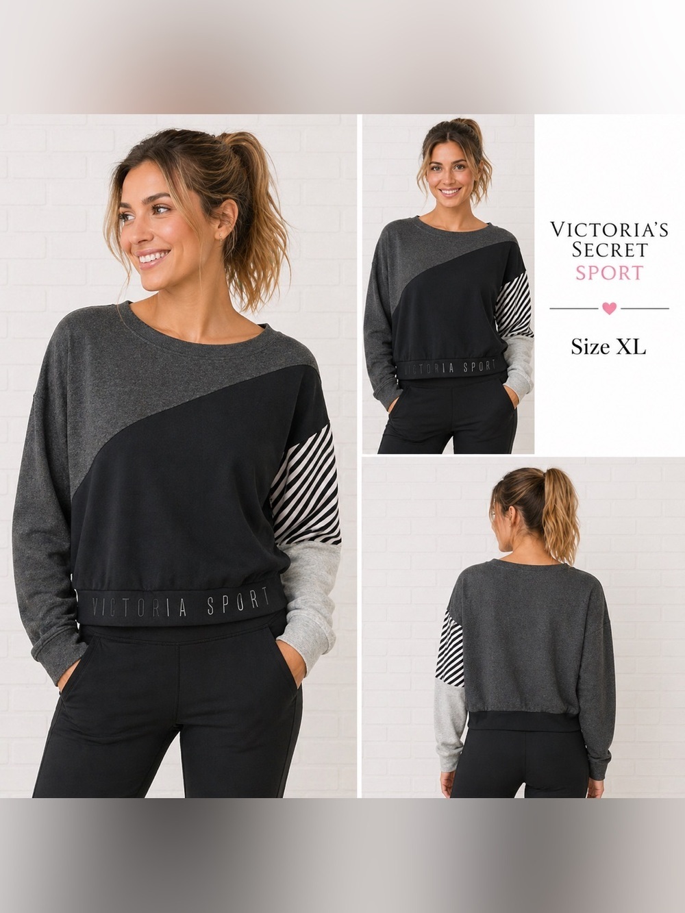 Victoria's Secret Sport Colorblock Crewneck Sweatshirt/size XL